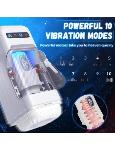 GAME CUP - THRUSTING VIBRATION MASTURBATOR WITH HEATING FUNCTION AND MOBILE SUPPORT - BLACK