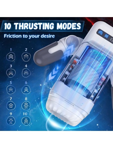 GAME CUP - THRUSTING VIBRATION MASTURBATOR WITH HEATING FUNCTION AND MOBILE SUPPORT - BLACK