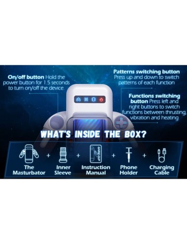 GAME CUP - THRUSTING VIBRATION MASTURBATOR WITH HEATING FUNCTION AND MOBILE SUPPORT - BLACK