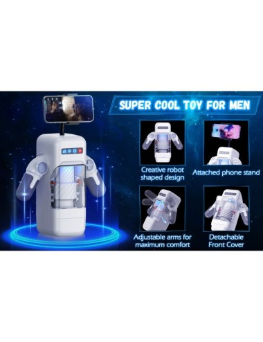 GAME CUP - THRUSTING VIBRATION MASTURBATOR WITH HEATING FUNCTION AND MOBILE SUPPORT - BLACK