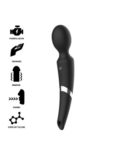 BLACK&SILVER - BECK RECHARGEABLE SILICONE MASSAGER AND SUCTION BLACK