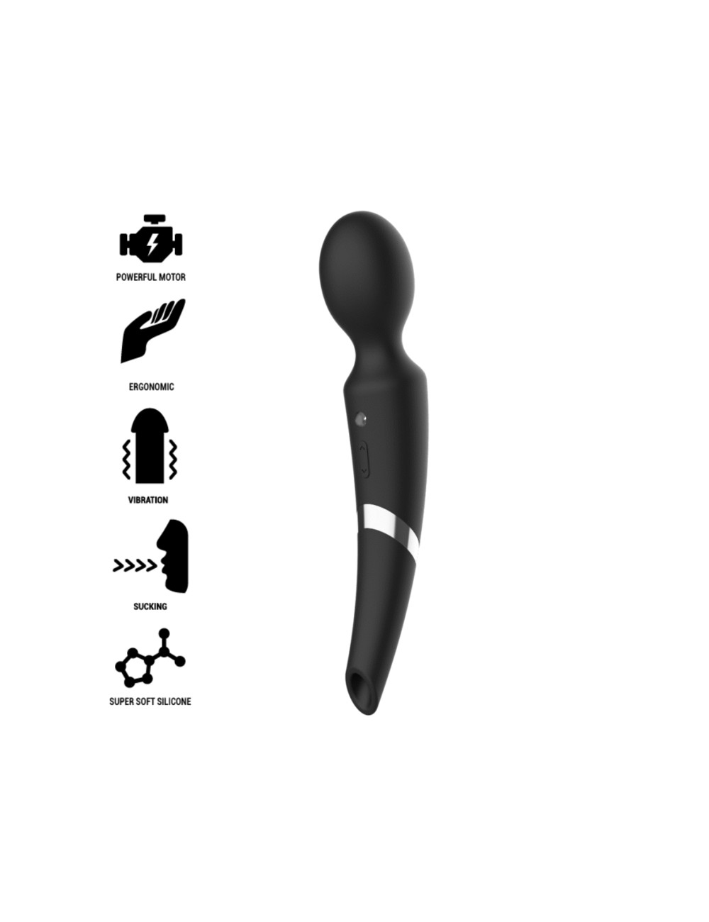 BLACK&SILVER - BECK RECHARGEABLE SILICONE MASSAGER AND SUCTION BLACK