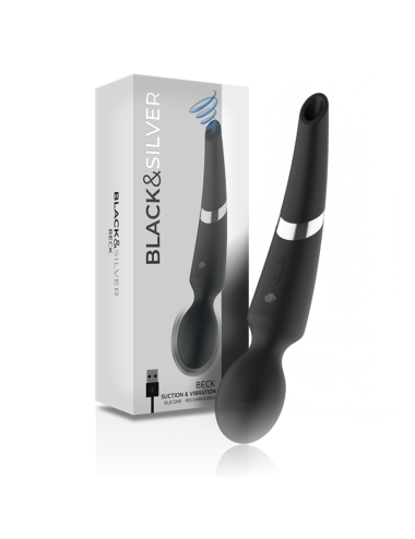 BLACK&SILVER - BECK RECHARGEABLE SILICONE MASSAGER AND SUCTION BLACK
