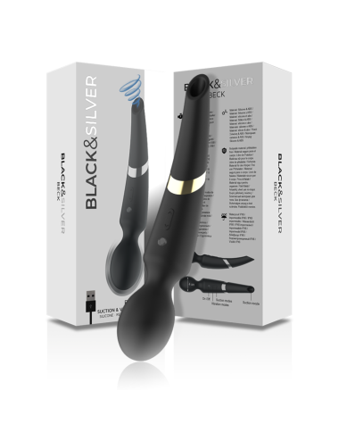 BLACK&SILVER - BECK RECHARGEABLE SILICONE MASSAGER AND SUCTION BLACK