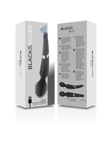 BLACK&SILVER - BECK RECHARGEABLE SILICONE MASSAGER AND SUCTION BLACK