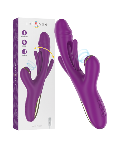 INTENSE - ATENEO RECHARGEABLE MULTIFUNCTION VIBRATOR 7 VIBRATIONS WITH SWINGING MOTION AND SUCKING PURPLE