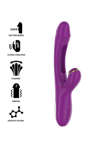 INTENSE - ATENEO RECHARGEABLE MULTIFUNCTION VIBRATOR 7 VIBRATIONS WITH SWINGING MOTION AND SUCKING PURPLE