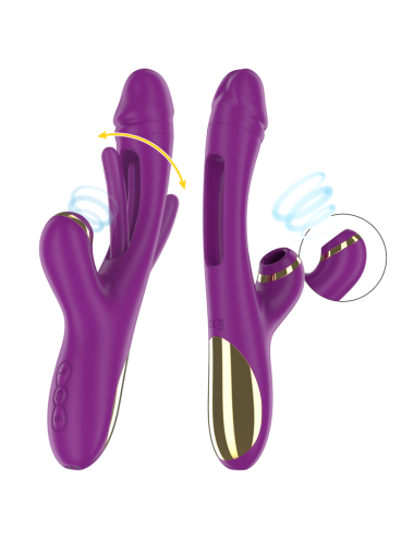 INTENSE - ATENEO RECHARGEABLE MULTIFUNCTION VIBRATOR 7 VIBRATIONS WITH SWINGING MOTION AND SUCKING PURPLE
