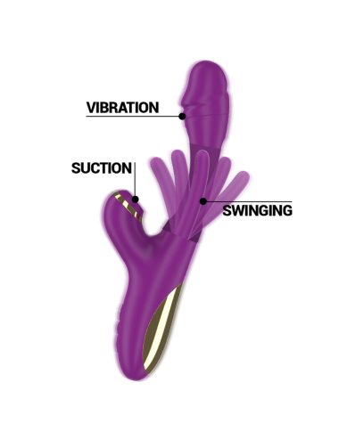 INTENSE - ATENEO RECHARGEABLE MULTIFUNCTION VIBRATOR 7 VIBRATIONS WITH SWINGING MOTION AND SUCKING PURPLE