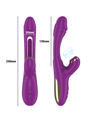 INTENSE - ATENEO RECHARGEABLE MULTIFUNCTION VIBRATOR 7 VIBRATIONS WITH SWINGING MOTION AND SUCKING PURPLE