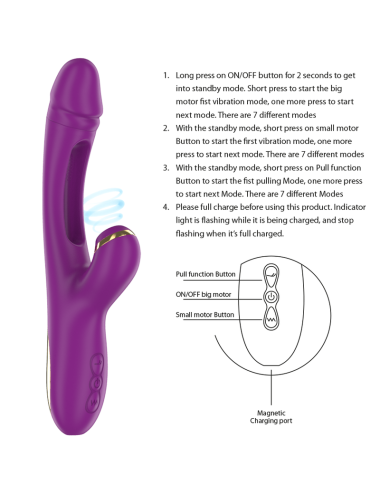 INTENSE - ATENEO RECHARGEABLE MULTIFUNCTION VIBRATOR 7 VIBRATIONS WITH SWINGING MOTION AND SUCKING PURPLE