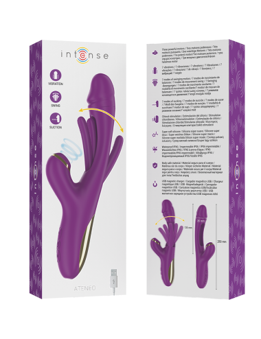 INTENSE - ATENEO RECHARGEABLE MULTIFUNCTION VIBRATOR 7 VIBRATIONS WITH SWINGING MOTION AND SUCKING PURPLE
