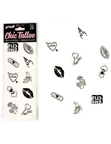 SECRET PLAY - SET OF 10 CANDY COLLECTION TEMPORARY TATTOOS