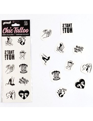 SECRET PLAY - SET OF 10 TEMPORARY TATTOOS KINKY COLLECTION