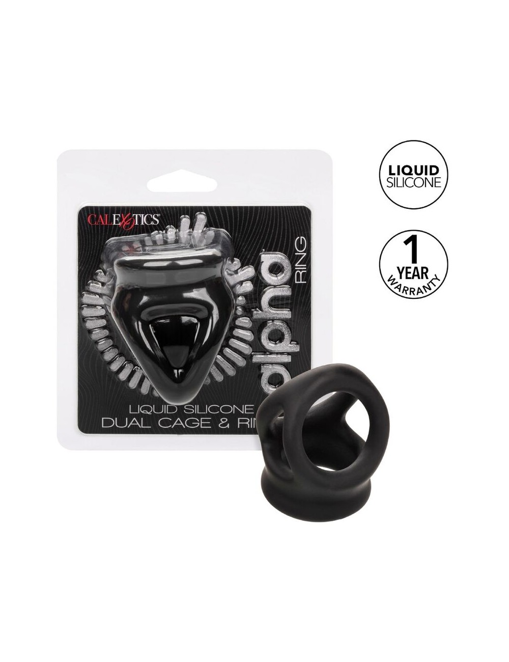 CALIFORNIA EXOTICS - ALPHA DUAL CAGE RING BLACK CALIFORNIA EXOTICS - ALPHA DUAL CAGE RING BLACK