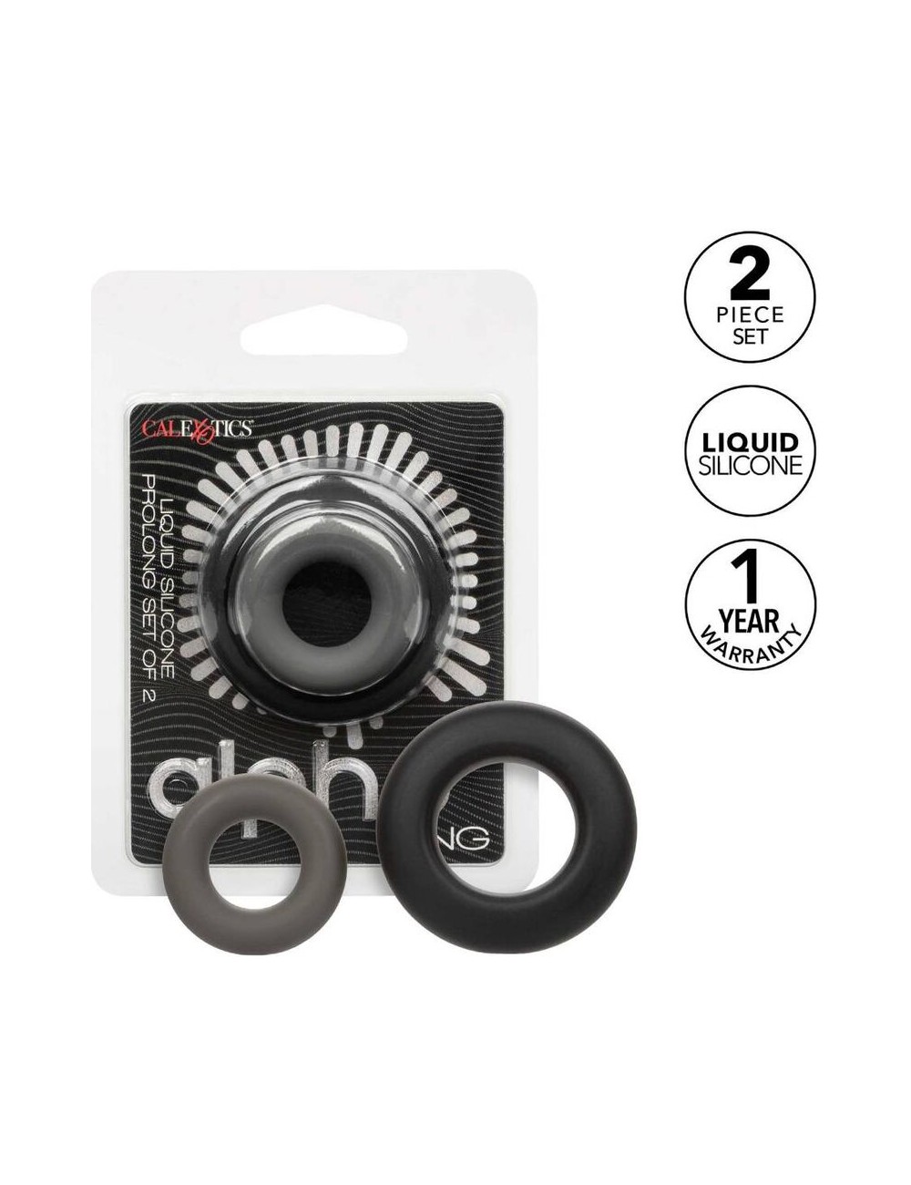 CALIFORNIA EXOTICS - ALPHA PROLONG SET OF 2 RING GREY