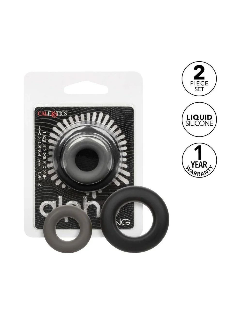 CALIFORNIA EXOTICS - ALPHA PROLONG SET OF 2 RING GREY CALIFORNIA EXOTICS - ALPHA PROLONG SET OF 2 RING GREY