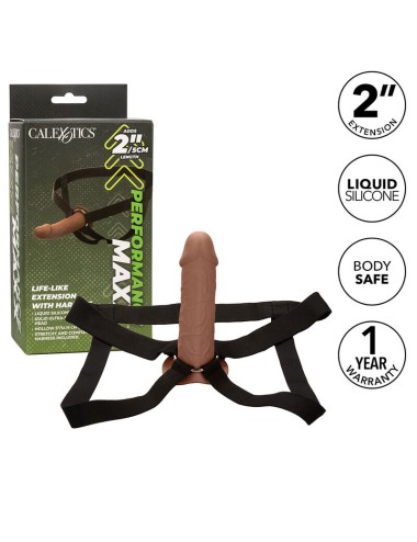 CALIFORNIA EXOTICS - PERFORMANCE MAXX LIFE-LIKE EXTENSION WITH HARNESS BROWN SKIN