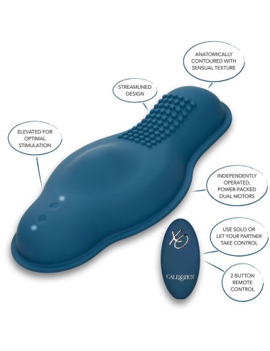 CALIFORNIA EXOTICS - RIDER MASSAGER DOUBLE MOTOR REMOTE CONTROL BLUE