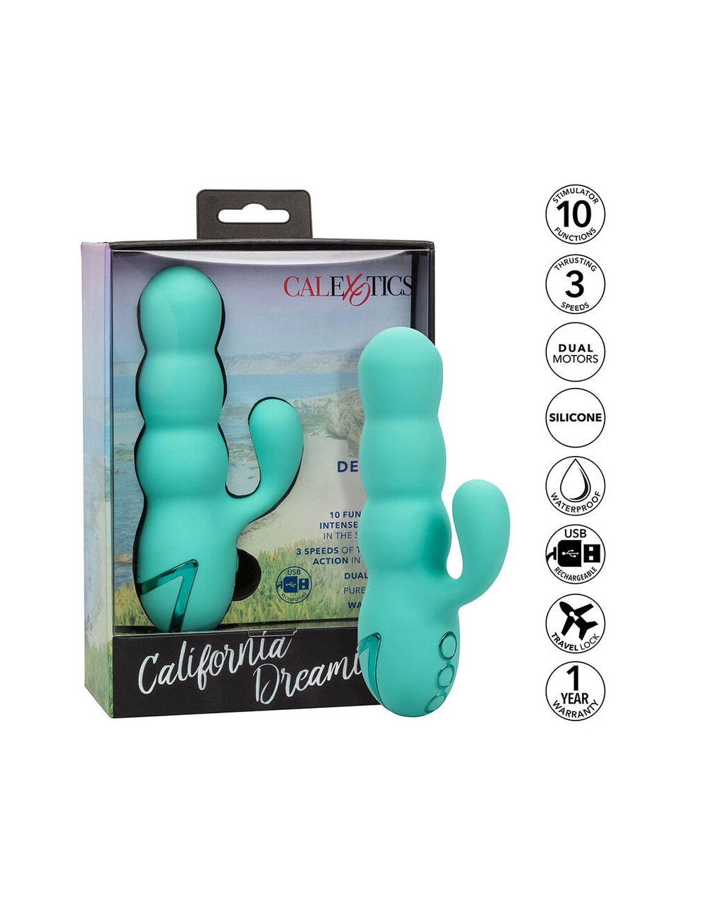 CALIFORNIA EXOTICS - DEL MAR DIVA VIBRATOR RABBIR AQUA GREEN BY CALIFORNIA DREAMING