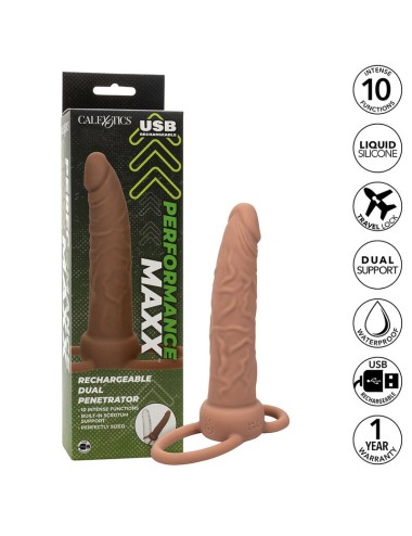 CALIFORNIA EXOTICS - PERFORMANCE MAXX RECHARGABLE DUAL PENETRATOR BROWN SKIN