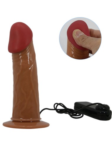 PRETTY LOVE - HARNESS BRIEFS STARKS MULTI-SPEED VIBRATION DILDO 17,5 CM LIGHT BROWN