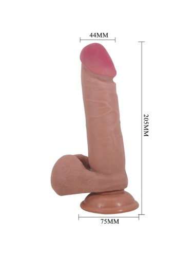 PRETTY LOVE - SLIDING SKIN SERIES REALISTIC DILDO WITH SLIDING SKIN SUCTION CUP BROWN 20.5 CM