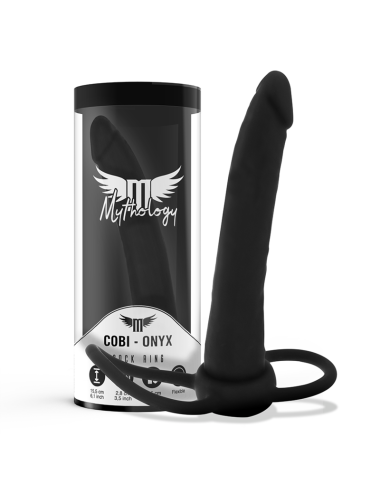 MYTHOLOGY - COBI ONYX ANAL DILDO WITH COCK AND TESTICLE RING 13 SILICONE CM