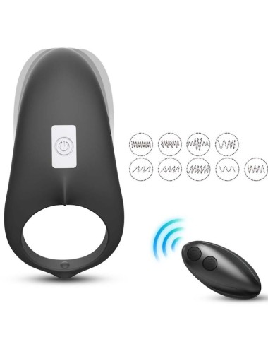 ARMONY - SHARK VIBRATOR RING FOR COUPLES REMOTE CONTROL BLACK
