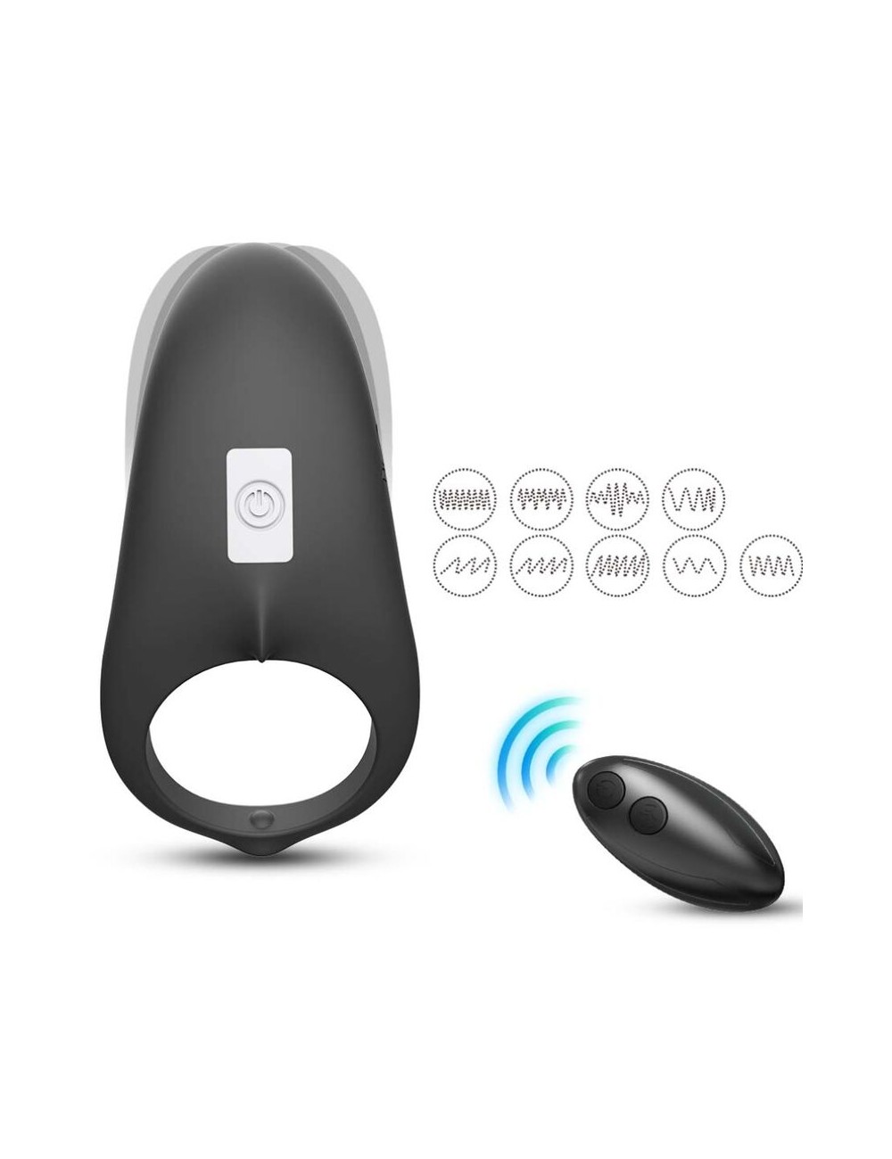 ARMONY - SHARK VIBRATOR RING FOR COUPLES REMOTE CONTROL BLACK