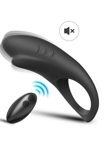 ARMONY - SHARK VIBRATOR RING FOR COUPLES REMOTE CONTROL BLACK