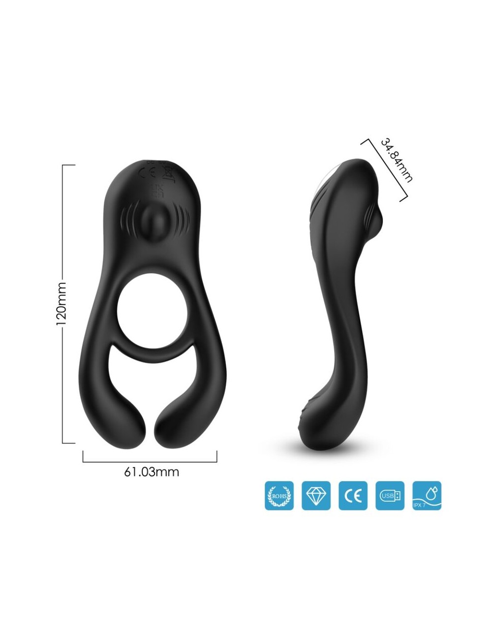 ARMONY - VEYRON DOUBLE VIBRATOR RING TOY FOR COUPLES BLACK