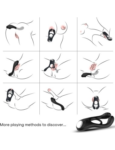 ARMONY - VEYRON DOUBLE VIBRATOR RING TOY FOR COUPLES BLACK