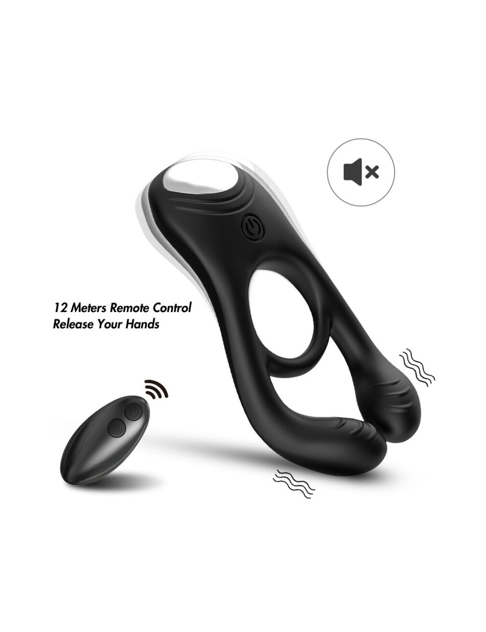 ARMONY - VEYRON DOUBLE VIBRATOR RING TOY FOR COUPLES REMOTE CONTROL BLACK