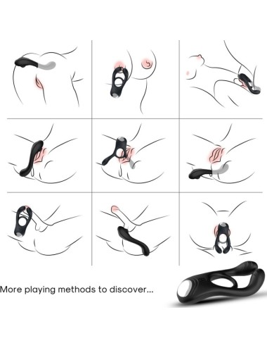 ARMONY - VEYRON DOUBLE VIBRATOR RING TOY FOR COUPLES REMOTE CONTROL BLACK
