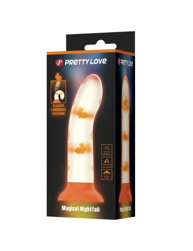 PRETTY LOVE - MAGICAL NIGHTFALL DILDO WITHOUT VIBRATION LUMINOUS ORANGE