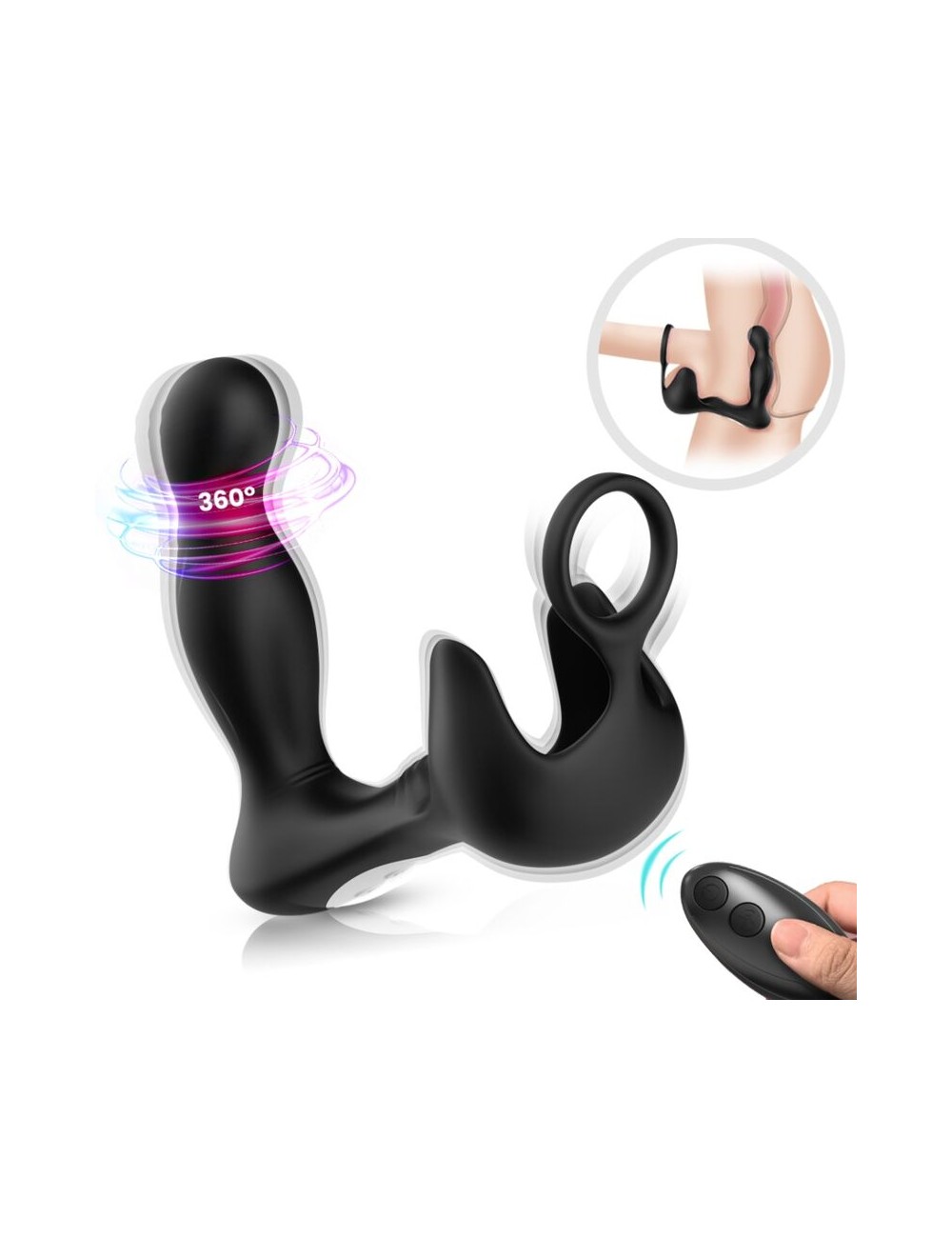 ARMONY - SURROUND VIBRATOR ANAL & STIMULATOR TESTICULOS & RING REMOTE CONTROL BLACK