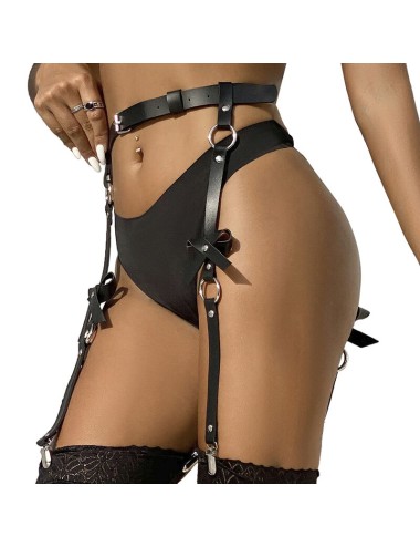 SUBBLIME - LEATHER CHAINLEG HARNESS BLACK ONE SIZE