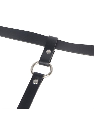 SUBBLIME - LEATHER CHAINLEG HARNESS BLACK ONE SIZE