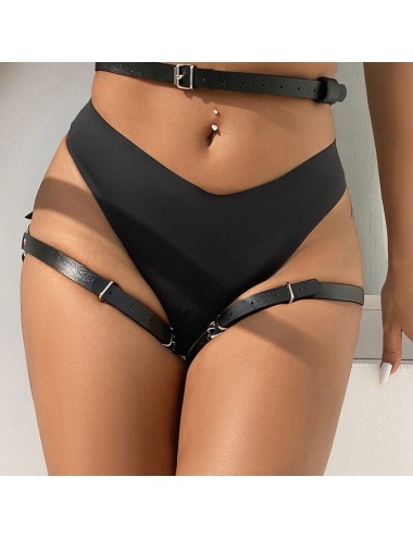 SUBBLIME - LEATHER WAIST AND LEG HARNESS BLACK ONE SIZE