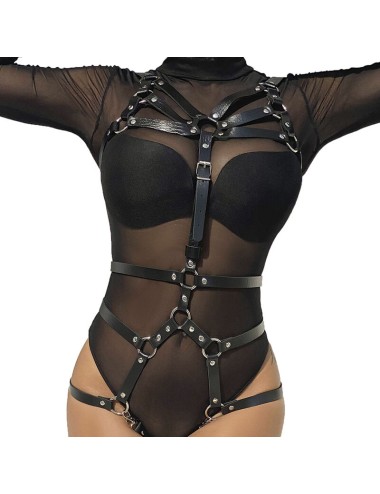 SUBBLIME - BODY HARNESS ADJUSTABLE STRAPS LEATHER BLACK ONE SIZE