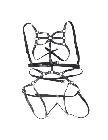 SUBBLIME - BODY HARNESS ADJUSTABLE STRAPS LEATHER BLACK ONE SIZE