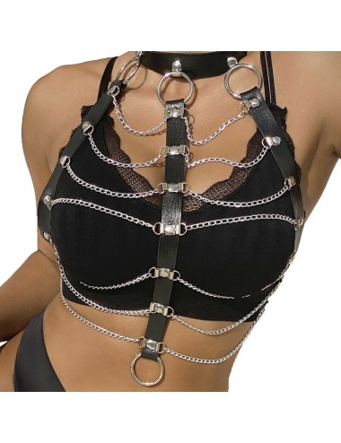 SUBBLIME - CHEST HARNESS LEATHER CHAINS BLACK ONE SIZE