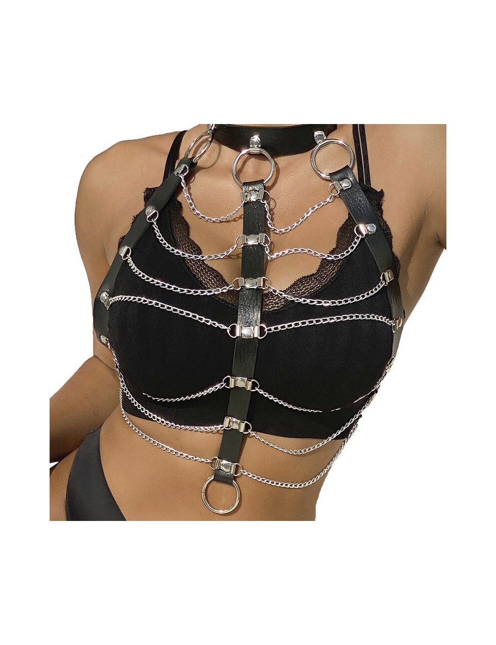 SUBBLIME - CHEST HARNESS LEATHER CHAINS BLACK ONE SIZE SUBBLIME - CHEST HARNESS LEATHER CHAINS BLACK ONE SIZE