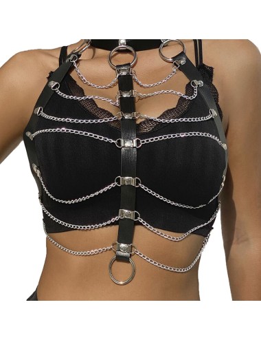 SUBBLIME - CHEST HARNESS LEATHER CHAINS BLACK ONE SIZE