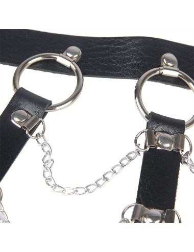 SUBBLIME - CHEST HARNESS LEATHER CHAINS BLACK ONE SIZE