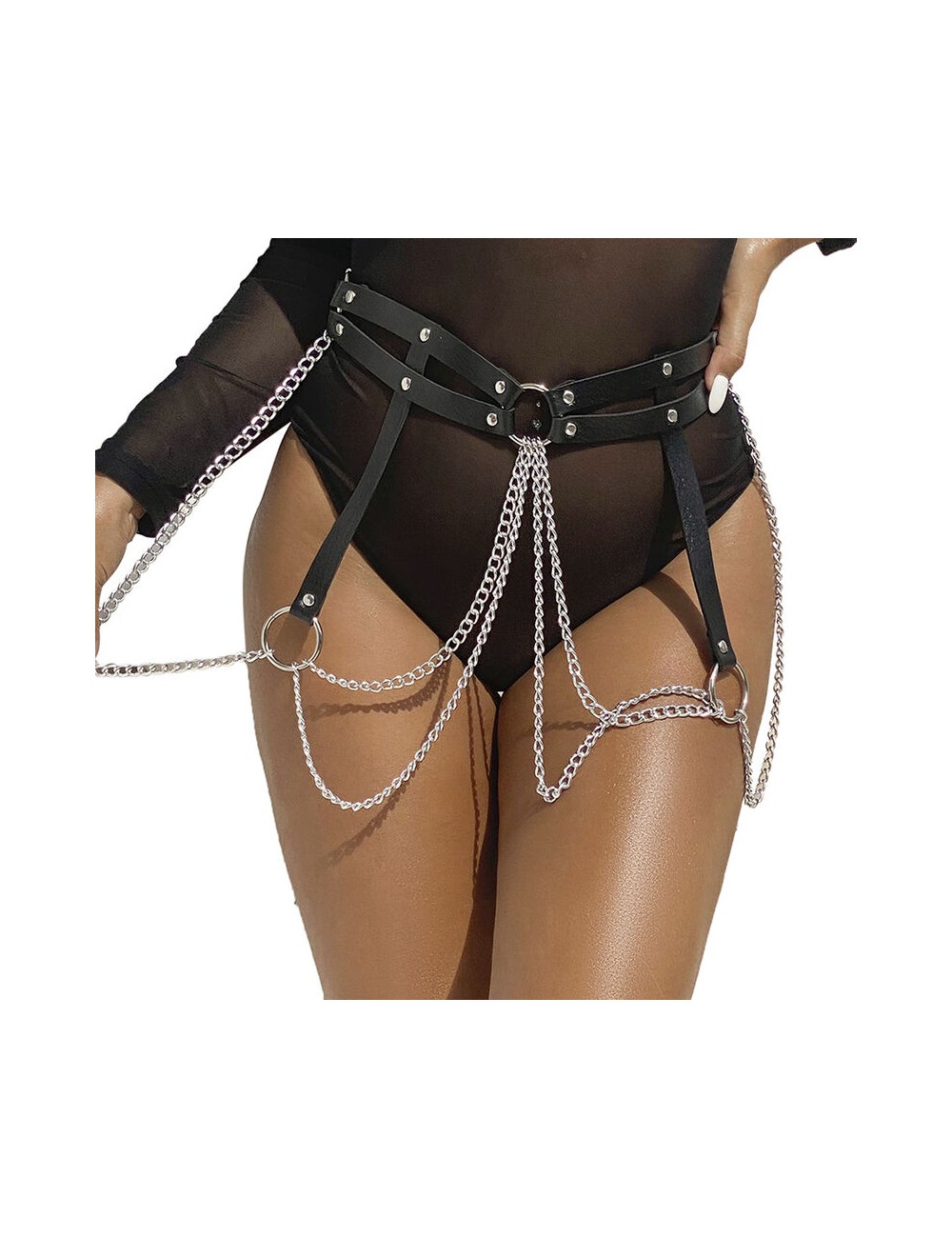 SUBBLIME - LEATHER RING CHAINBELT BLACK ONE SIZE SUBBLIME - LEATHER RING CHAINBELT BLACK ONE SIZE