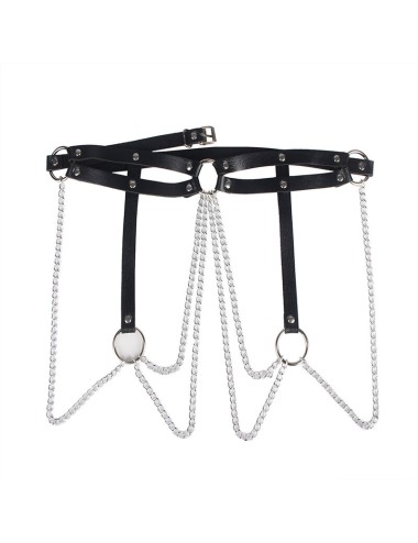SUBBLIME - LEATHER RING CHAINBELT BLACK ONE SIZE