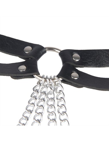 SUBBLIME - LEATHER RING CHAINBELT BLACK ONE SIZE