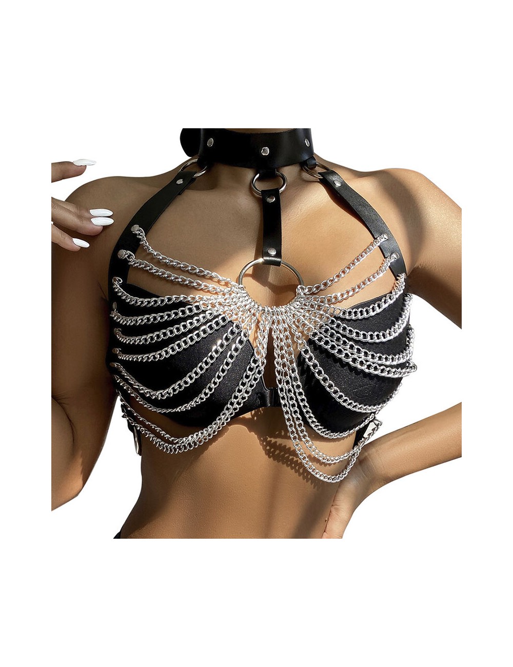 SUBBLIME - CHEST HARNESS WITH BIG RING CHAINS ONE SIZE SUBBLIME - CHEST HARNESS WITH BIG RING CHAINS ONE SIZE